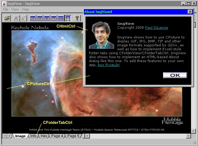 Screen shot of ImgView sample application.